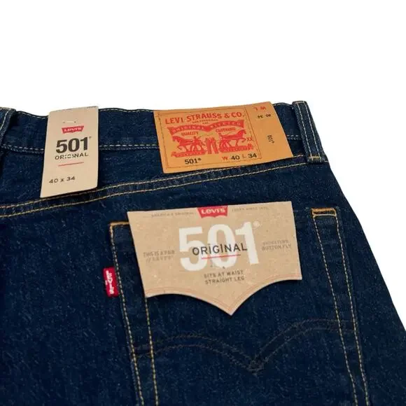 Levi’s 501 Original big E button fly men’s dark wash jeans